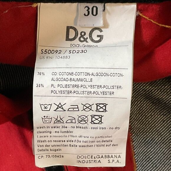 Dolce & Gabbana Y2K Wonder Vintage Denim Devotees skinny  zipper slit jeans 30 - Picture 12 of 13